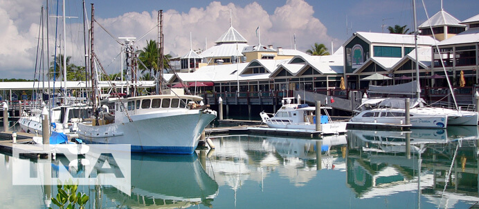 Boats at Port Douglas Marina in North Queensland Australia