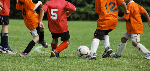 Childrens Soccer Team playing Soccer
